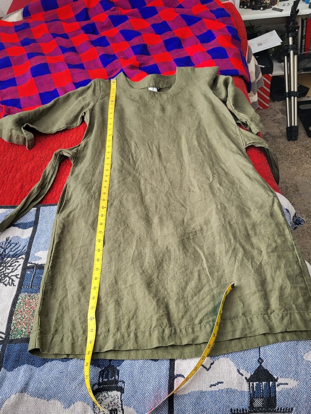 NWOT, LEN.ok Linen Khaki Green Linen Dress, Similar To Not Perfect Linen - Picture 13 of 15